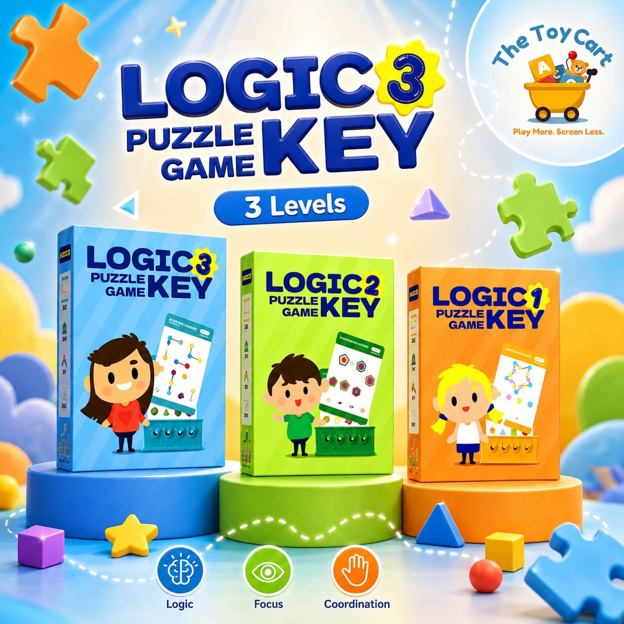 Logic Key Puzzle Game Set – 3 Levels