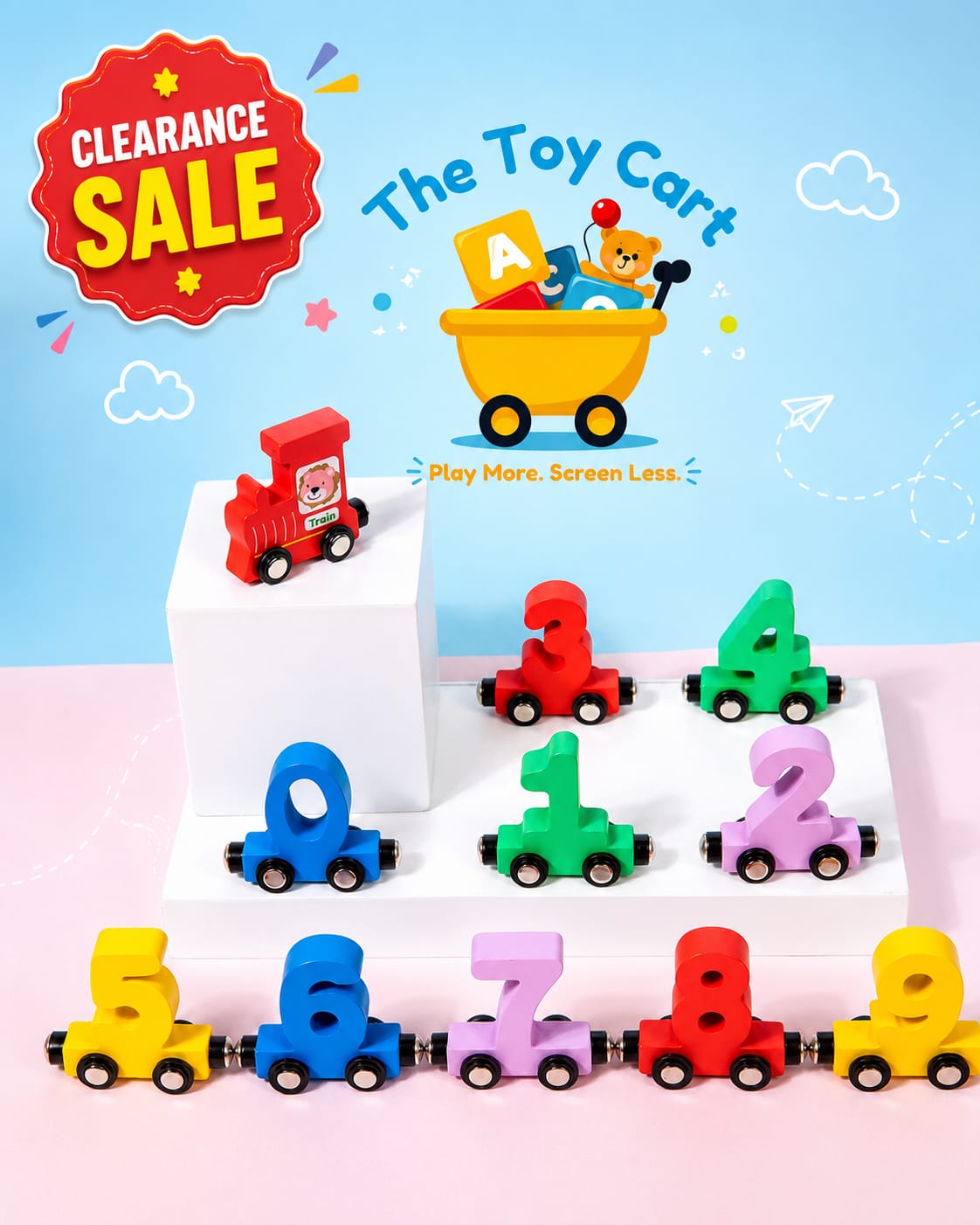 Educational Magnetic Wooden Digital Train Set