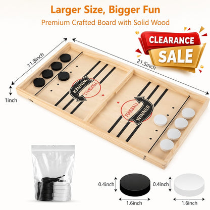 Wooden Sling Puck Board Game – Fast Paced Family Table Game