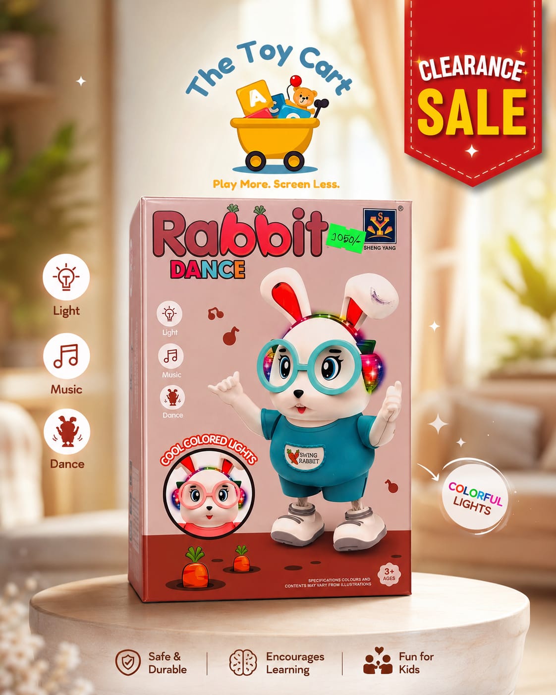 Rabbit Dance – Light & Music Dancing Bunny Toy with Colorful Lights