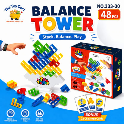 Balance Tower Game – 48 Pieces with 22 Challenge Cards