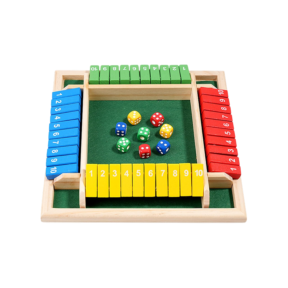 Shut The Box Game 4 Player Classics Dice Game Family Wooden Board Games Table Math Entertainment 8 Dices For Classroom,Home,Party