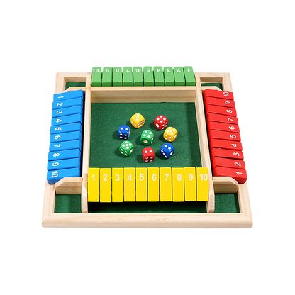 Shut The Box Game 4 Player Classics Dice Game Family Wooden Board Games Table Math Entertainment 8 Dices For Classroom,Home,Party