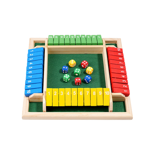 Shut The Box Game 4 Player Classics Dice Game Family Wooden Board Games Table Math Entertainment 8 Dices For Classroom,Home,Party