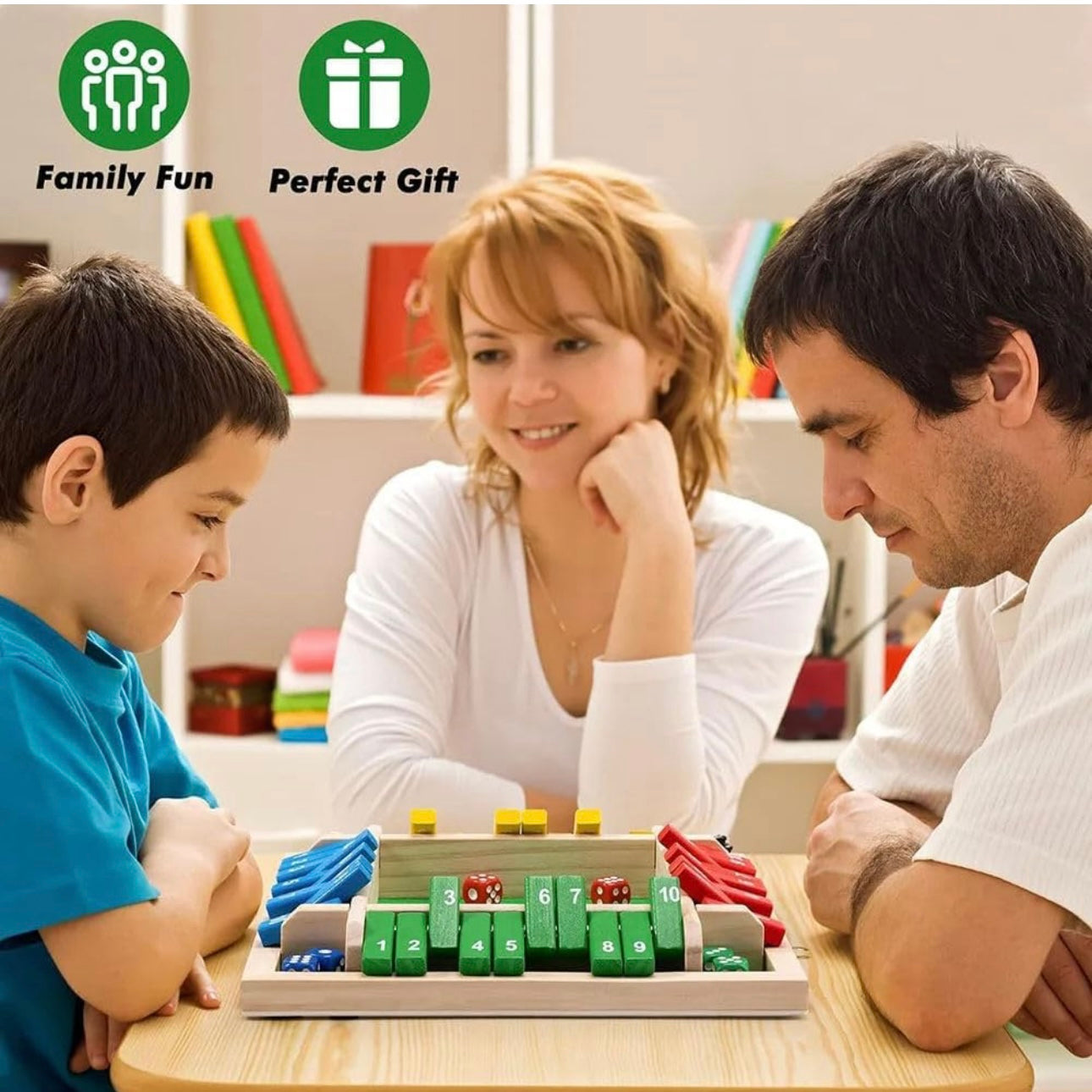 Shut The Box Game 4 Player Classics Dice Game Family Wooden Board Games Table Math Entertainment 8 Dices For Classroom,Home,Party