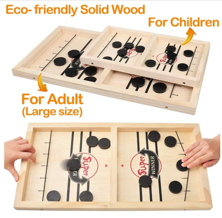 Wooden Sling Puck Board Game – Fast Paced Family Table Game