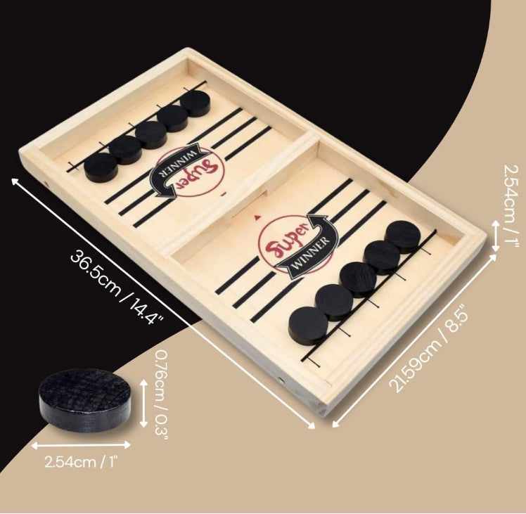 Wooden Sling Puck Board Game – Fast Paced Family Table Game
