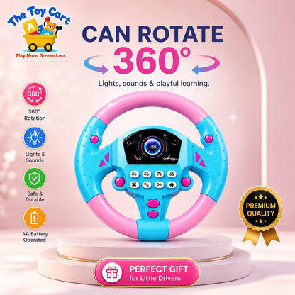 Kids Musical Steering Wheel Toy with 360° Rotation, Light & Sound