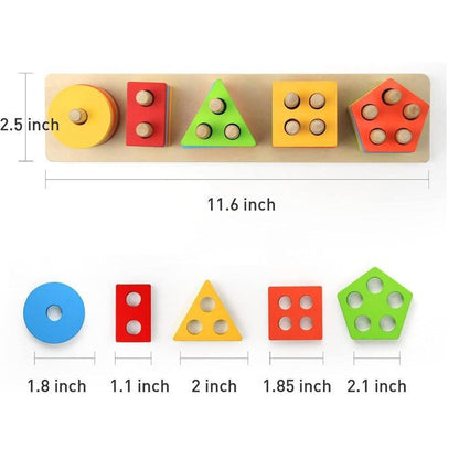 Wooden Geometric Shape Sorting & Stacking Board