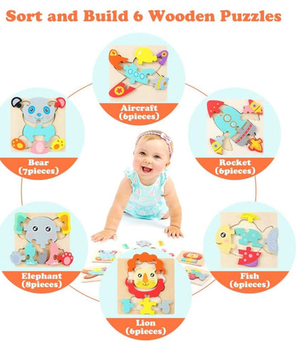 Mini Wooden Puzzle Board Set (Kids Learning Toy)