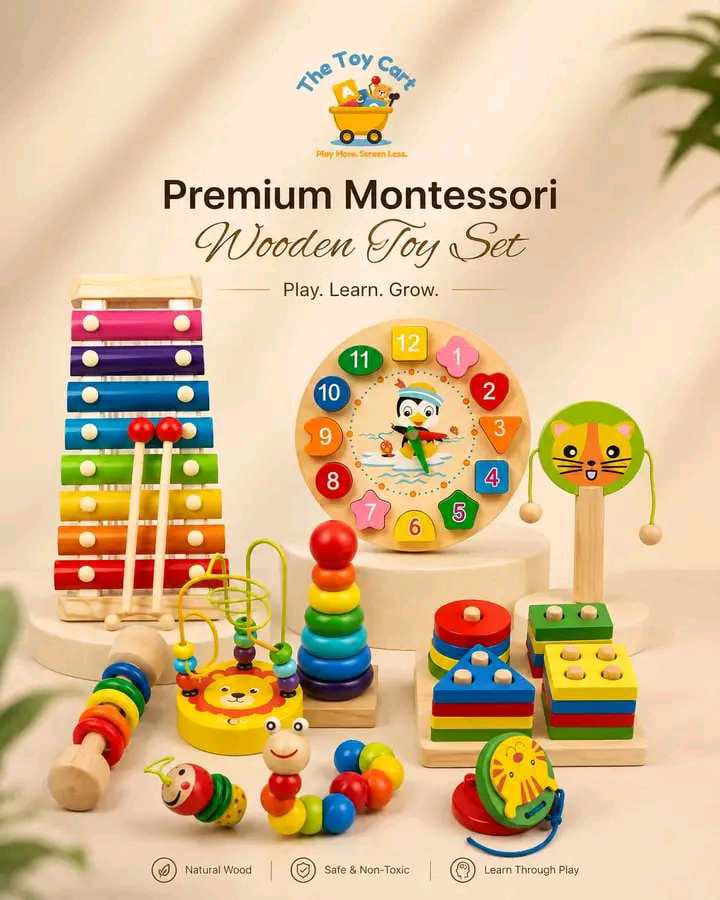 Montessory Natural Wooden Educational Toys Collection