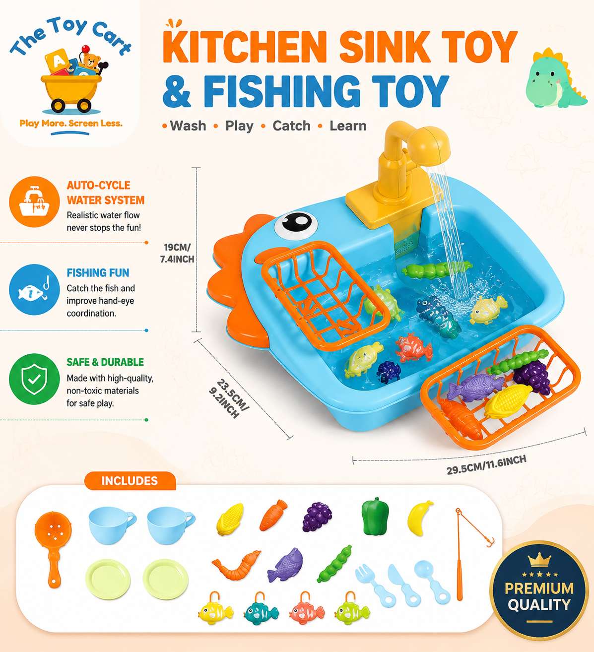 Dinosaur Kitchen Sink – Pretend Play Water Set