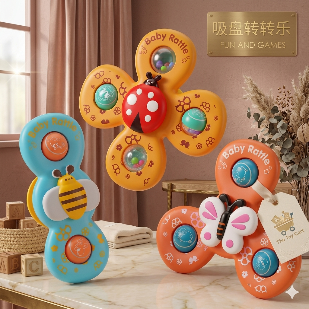 🎀 Baby Spinner Rattle Set (3 Pieces)