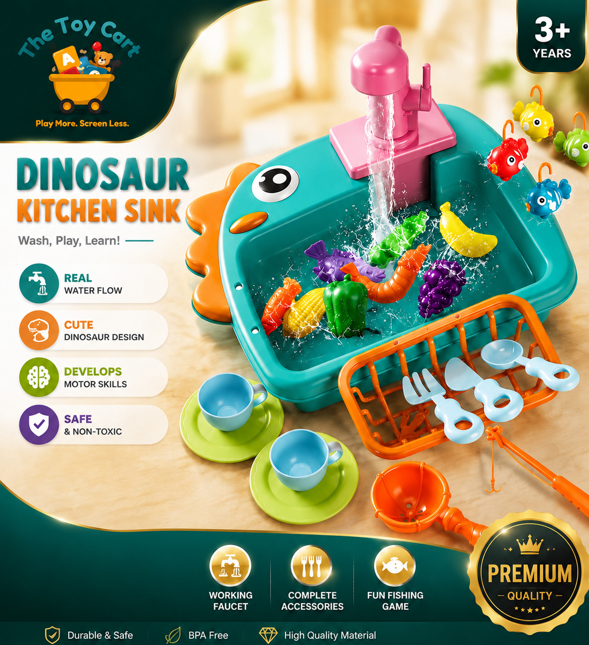 Dinosaur Kitchen Sink – Pretend Play Water Set