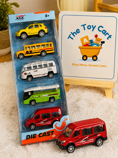 Die-Cast Cars Set – 5 Pcs Premium Pull-Back Vehicle